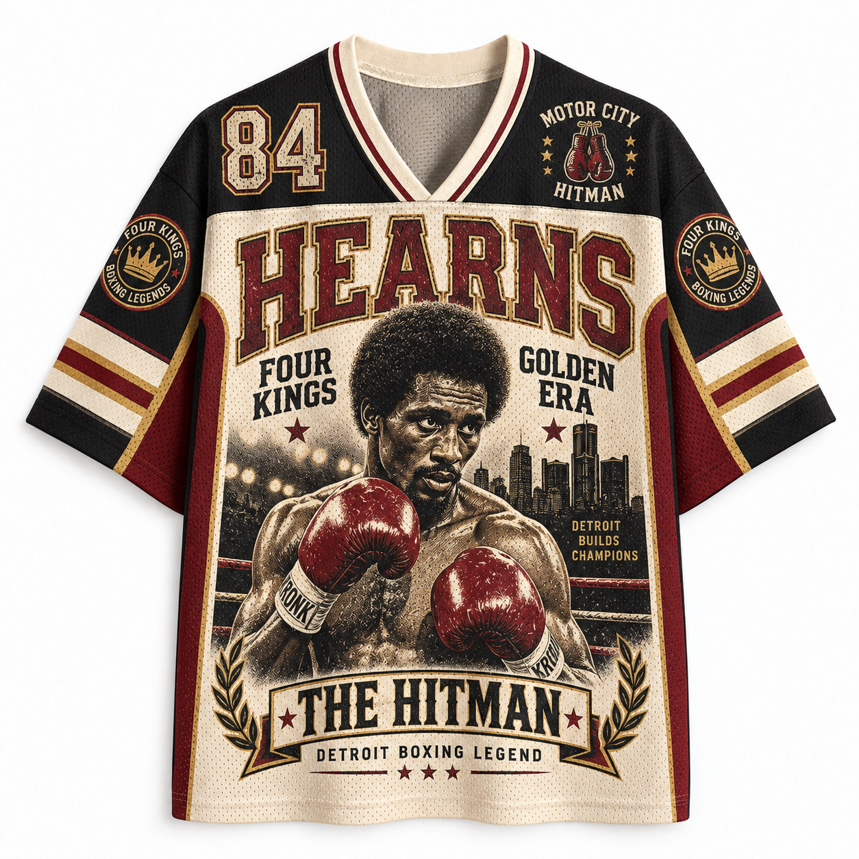Thomas Hearns Four Kings Golden Era Detroit Boxing Jersey Shirts