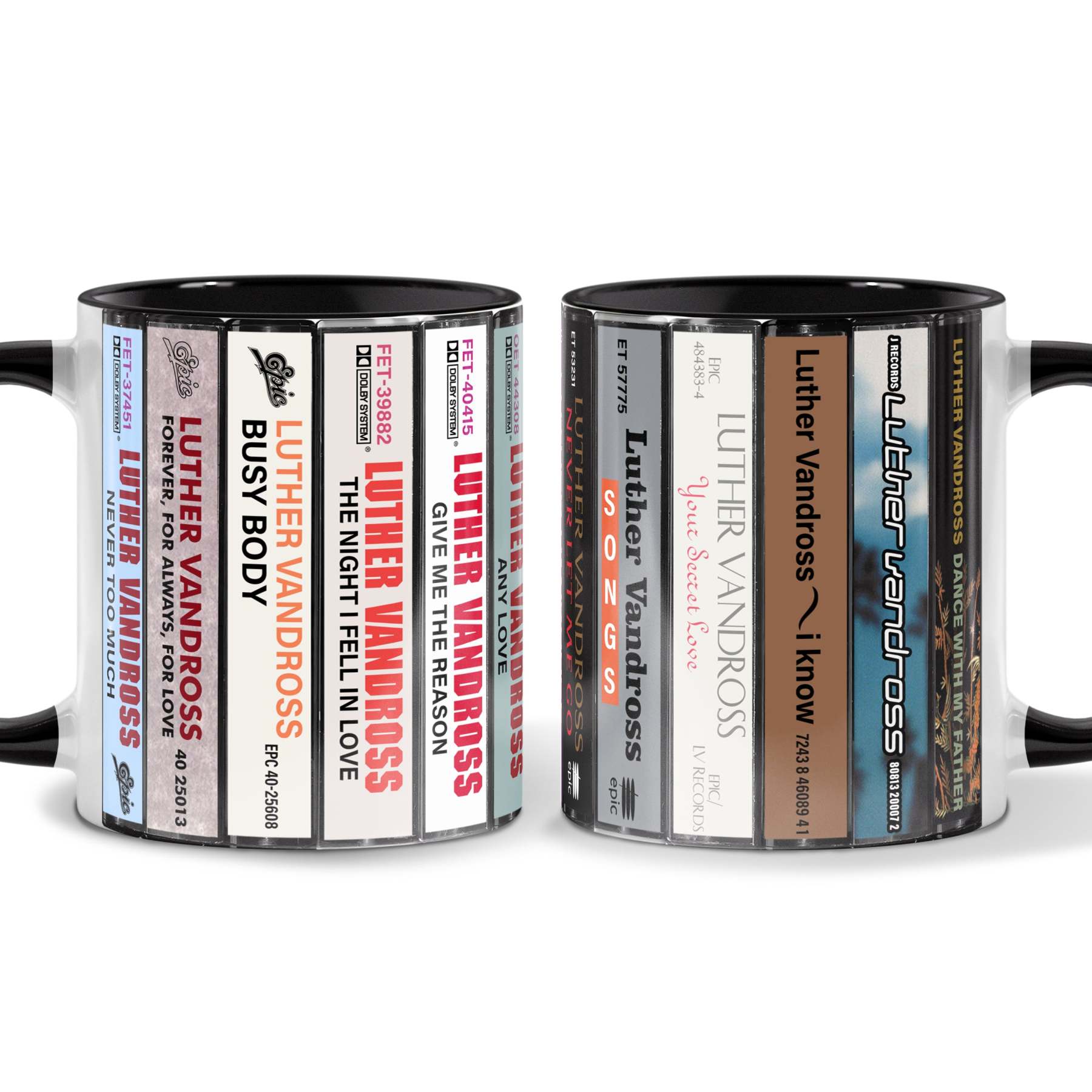 Luther Vandross Albums Cassette Collection Retro Accent Mug