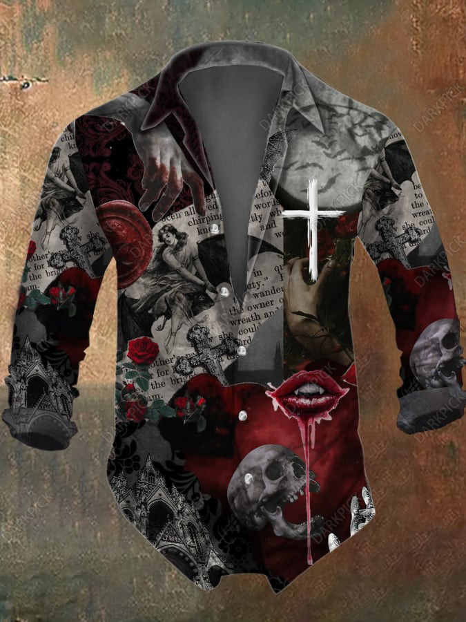 Men's Vintage Skull Print Shirt