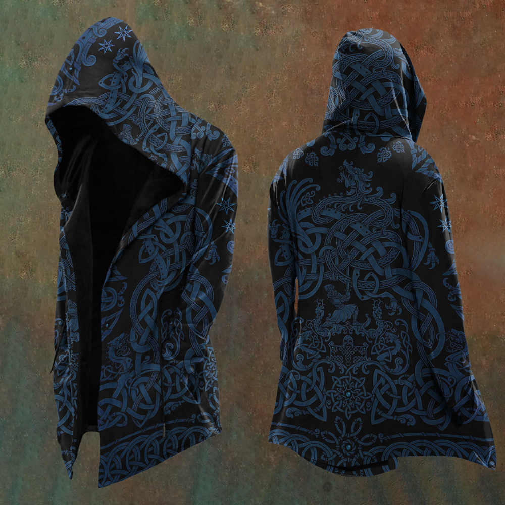Men'S Vintage Viking Totem Art Hooded Jacket