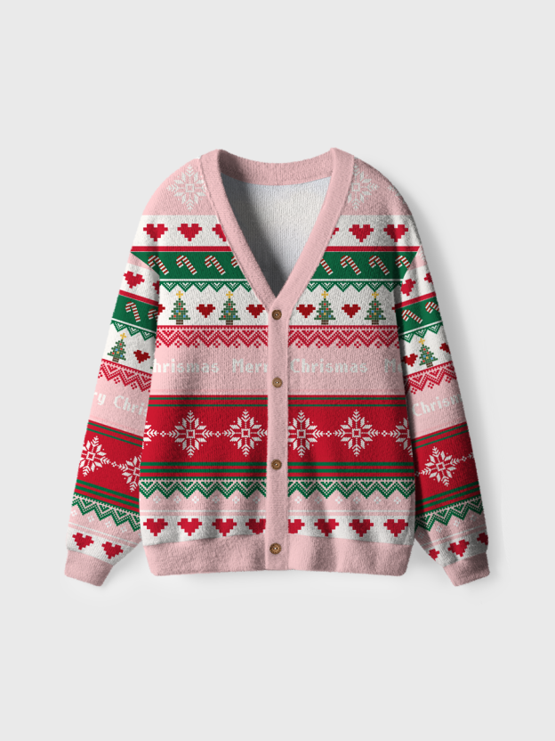 Vintage Christmas Tree And Herat Ugly Cardigan Sweaters