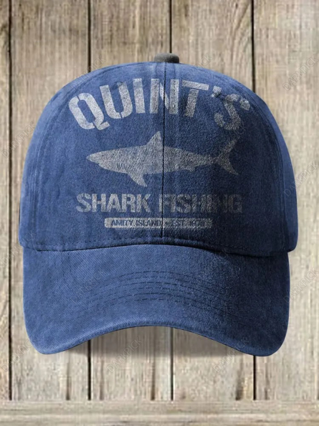 Quint's Shark Fishing Jaws Retro Print Hats