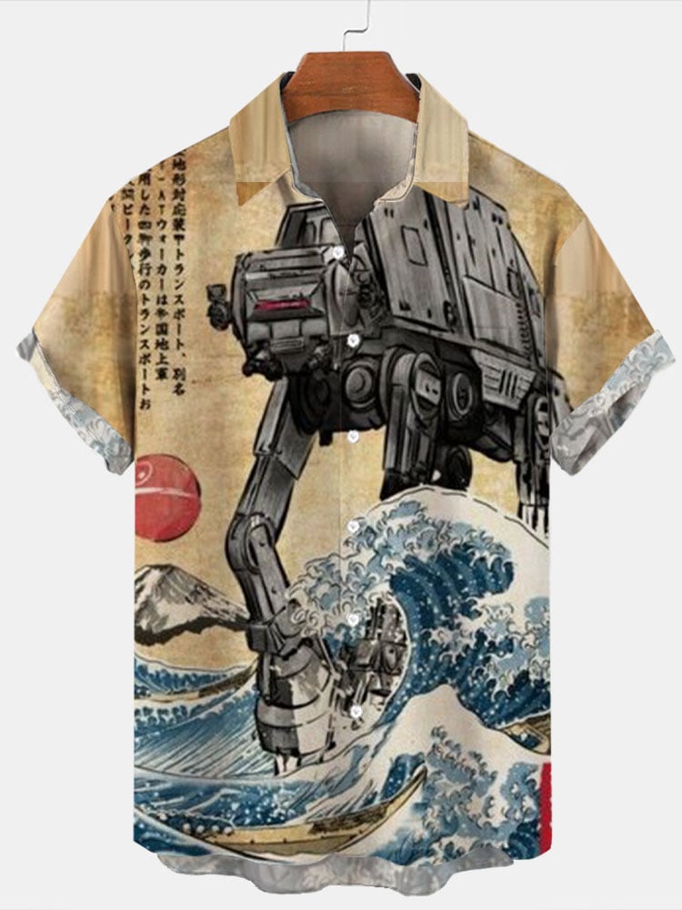 Star War Ukiyoe Resort Short Sleeve Pocket Shirt⭐.