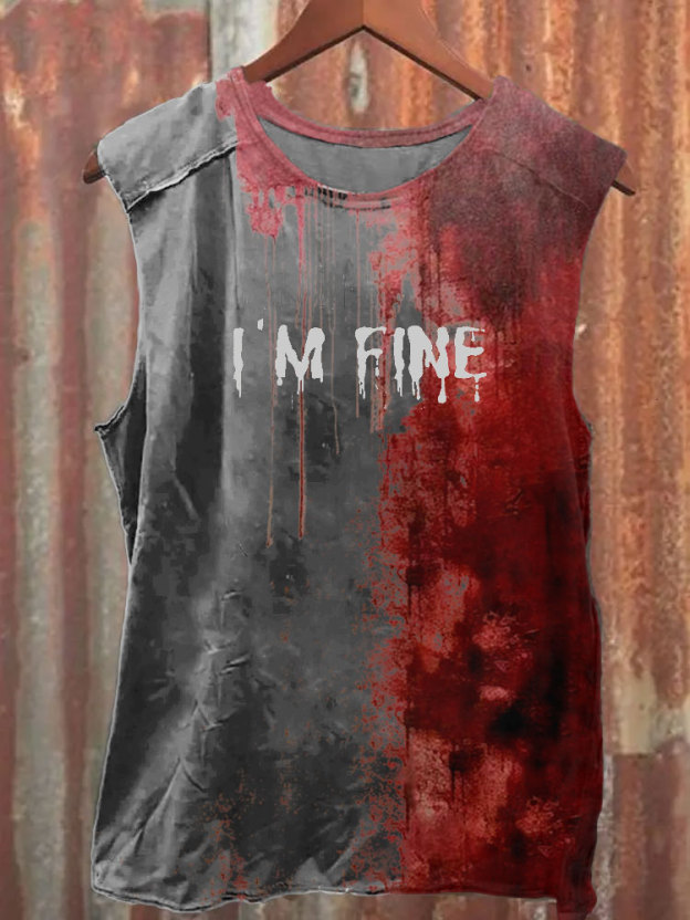 Men's Bloody I'm Fine Halloween Print Vest