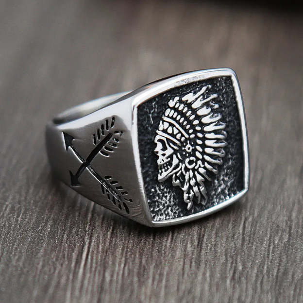 Vintage Indian Chief Skull Ring