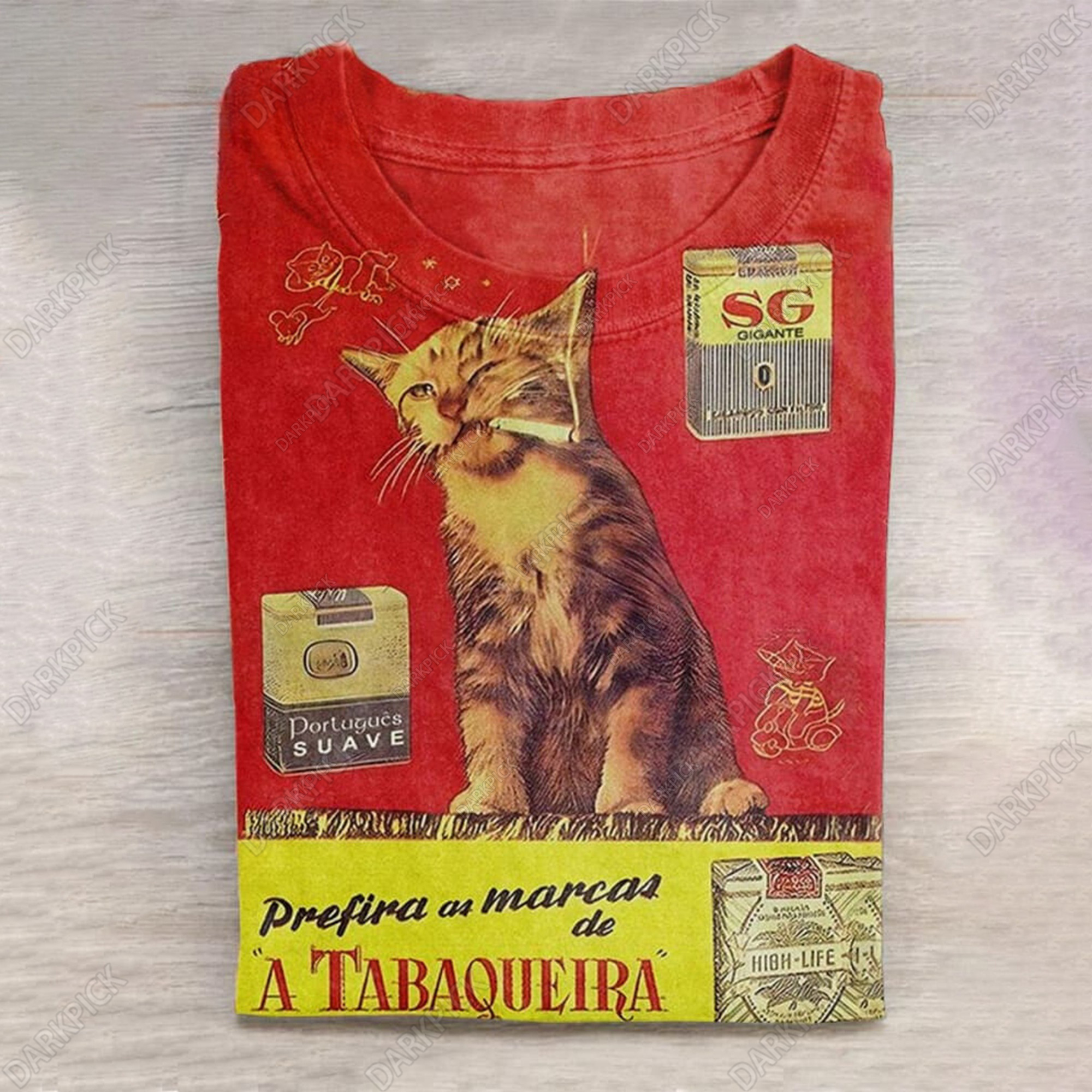 Retro Cat Smoking Casual T-Shirt