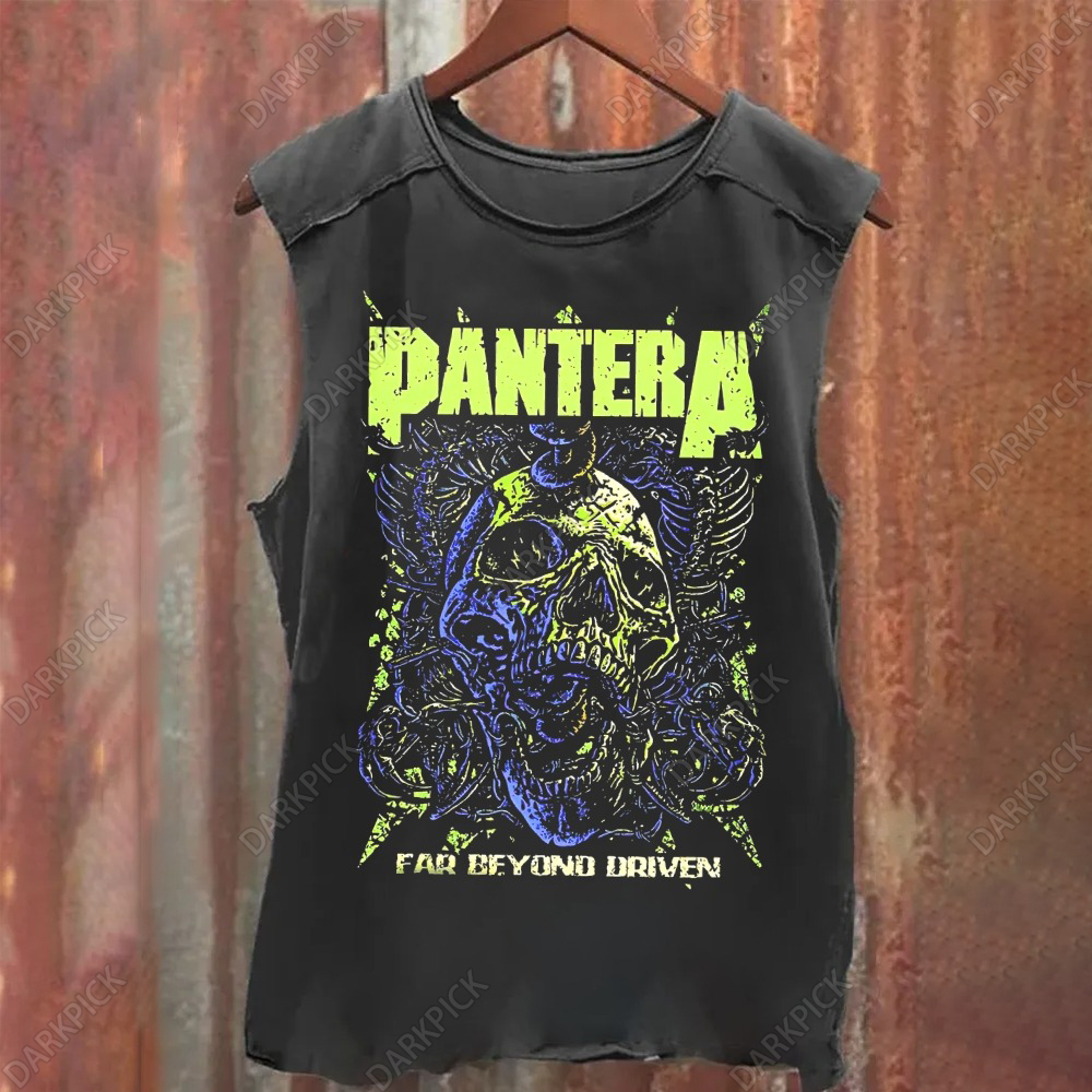 Unisex Vintage Washed Pantera Band Heavy Metal Tank Top