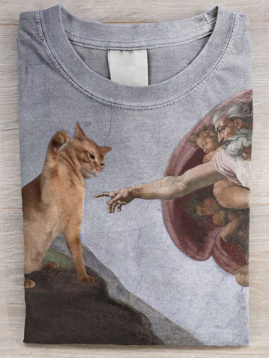 Vintage Funny Cat Art Print  Casual Tank Top