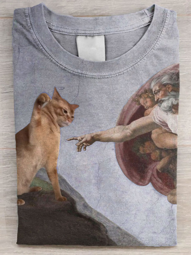 Vintage Funny Cat Art Print  Casual Tank Top