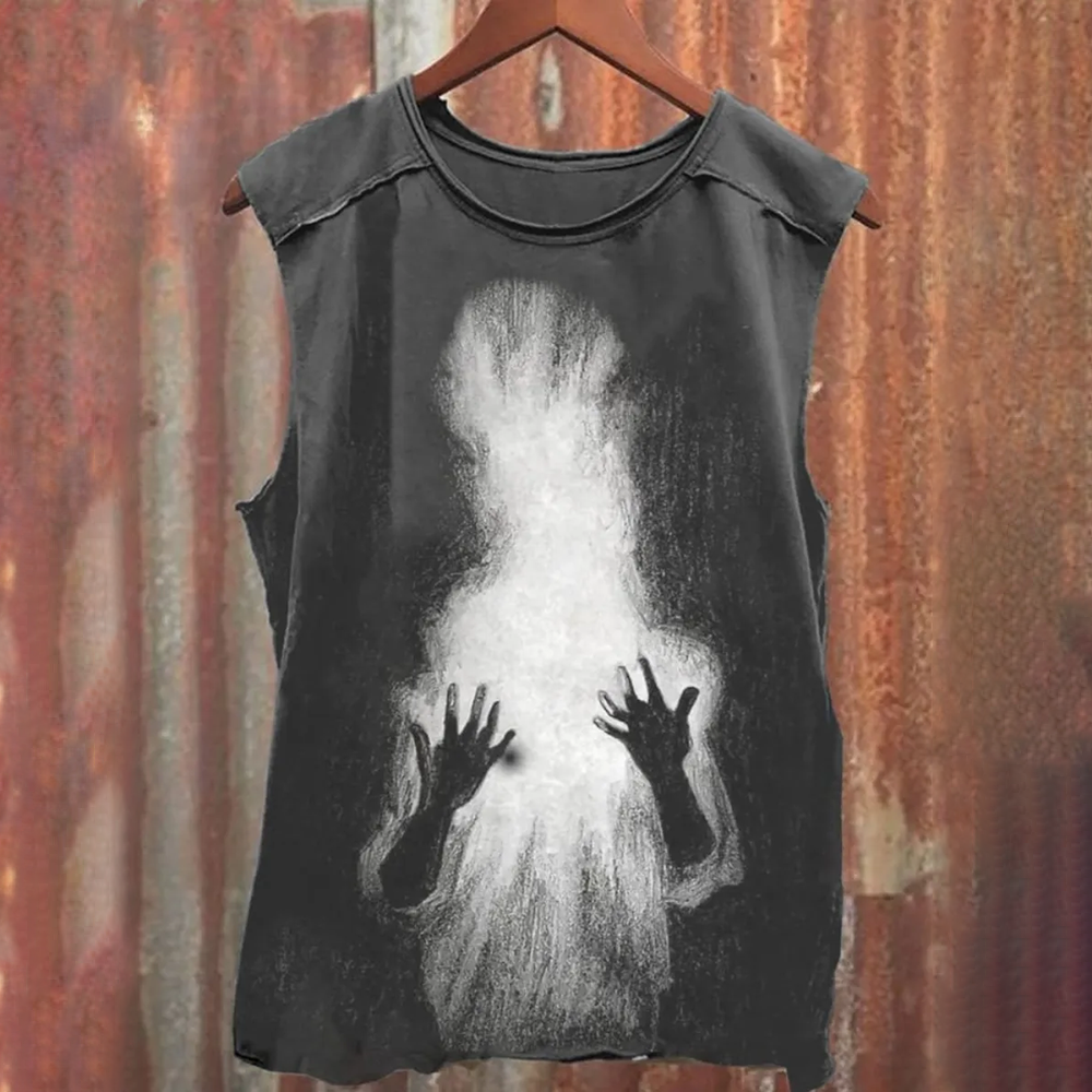 The Ghost Looks At His Hands Graphic Tank Top