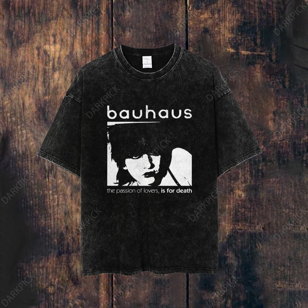 Unisex Washed Bauhaus Rock Band T-shirt