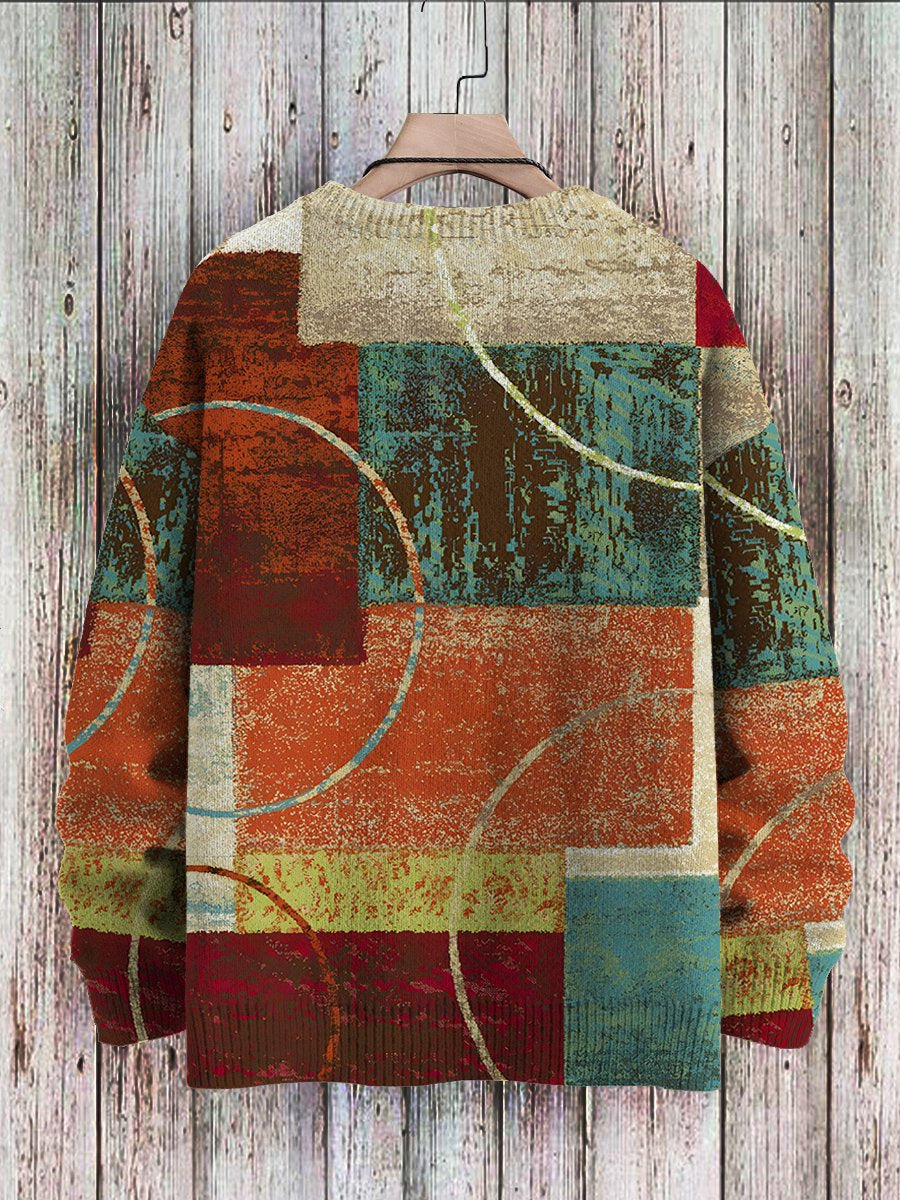 Abstract Art Print Pullover Casual Sweater
