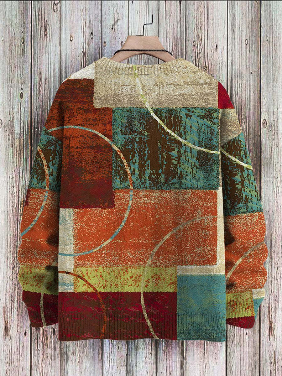 Abstract Art Print Pullover Casual Sweater