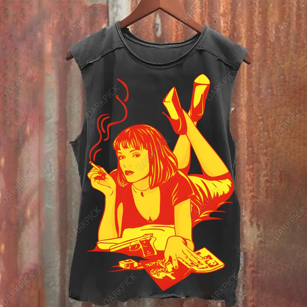 Unisex Vintage Washed Pulp Fiction Tank Top