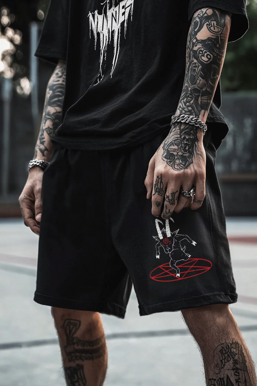 Satanic Skull Devil Pentagram Dark Digital 3D Printed Shorts