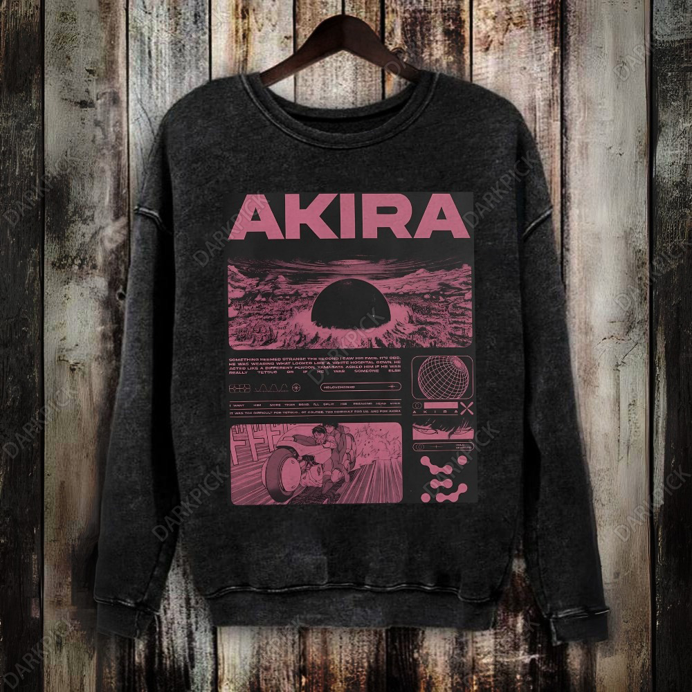 Unisex Vintage Washed Akira Art Graphic Sweatshirt