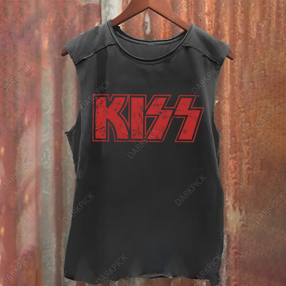 Unisex Vintage Washed Kiss Rock Heavy Metal Band Tank Top