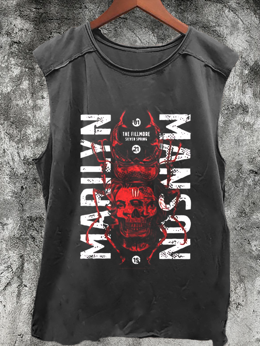 Marilyn Manson Bang Print 100% Cotton Casual Tank Top