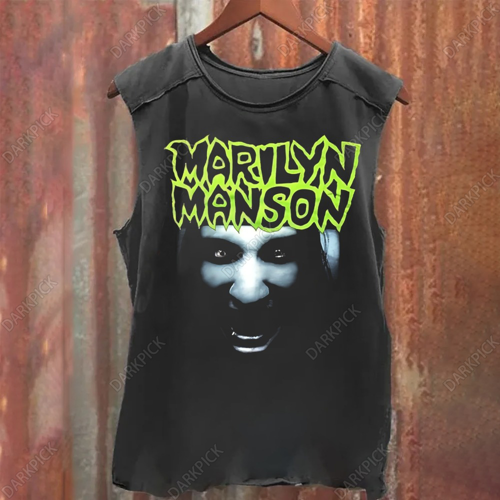 Unisex Vintage Washed Marilyn Manson Tank Top