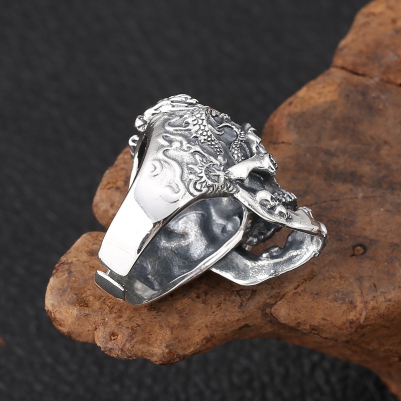 Motorcycle Rock Skull Ring Men's Trendy Personality Open Ring Index Finger Ring