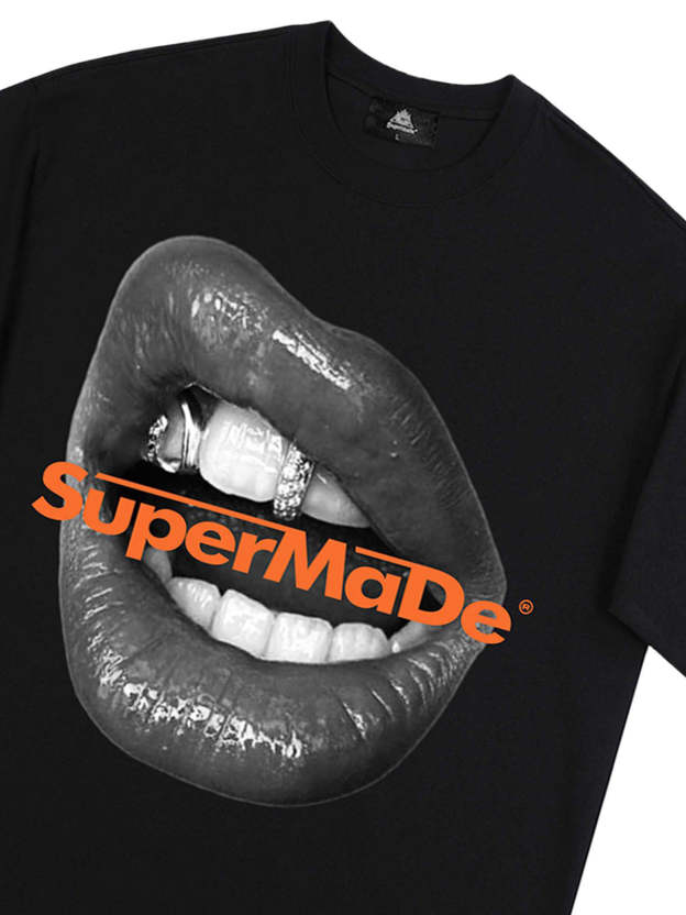 Lips Print Short Sleeve T-shirt -