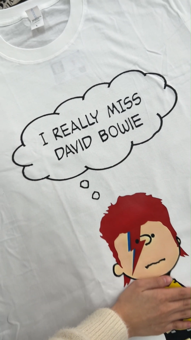 I really miss David Bowie，Charliebrown cotton T-shirt