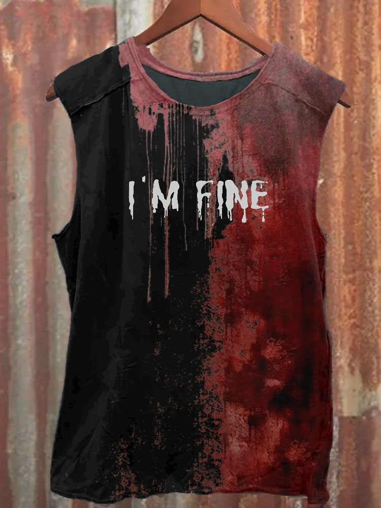 Men's Bloody I'm Fine Halloween Print Vest