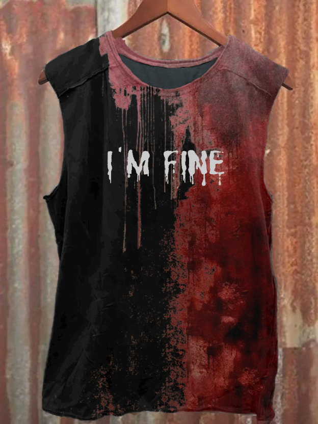 Men's Bloody I'm Fine Halloween Print Vest