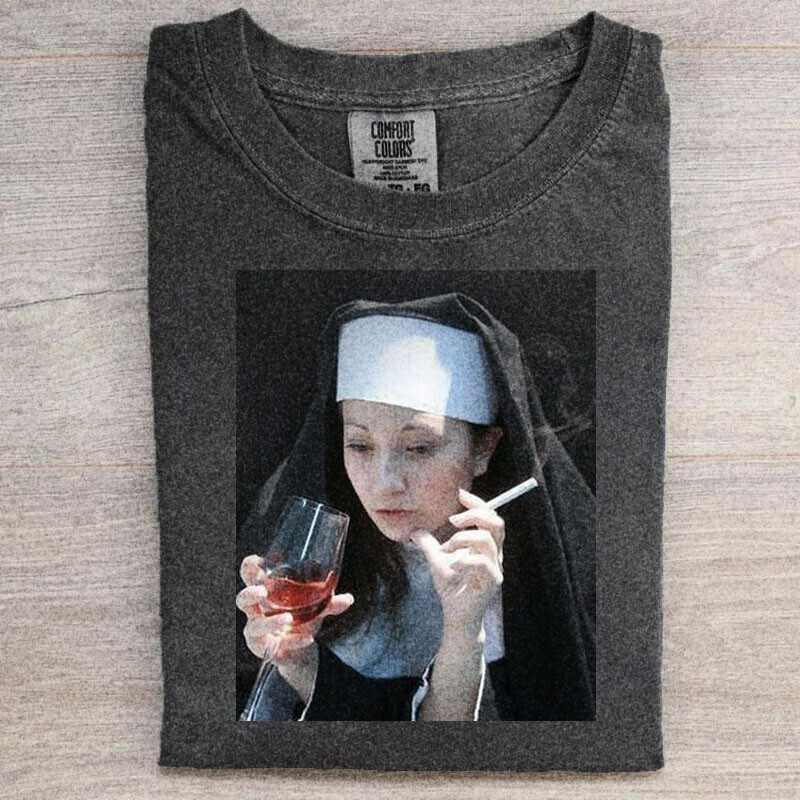 Humorous retro-style washed cotton top 7ac9