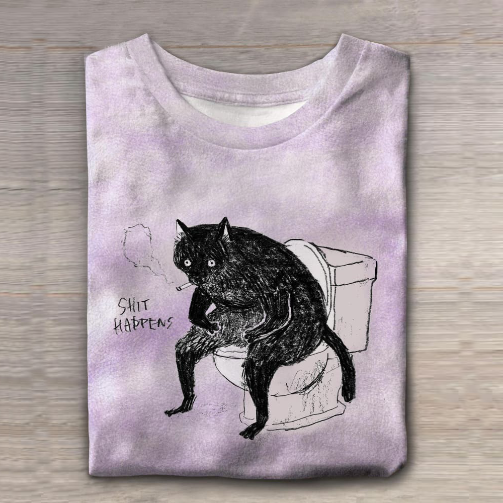 Women's Funny Animal Printed Round Neck Short Sleeve T-Shirt