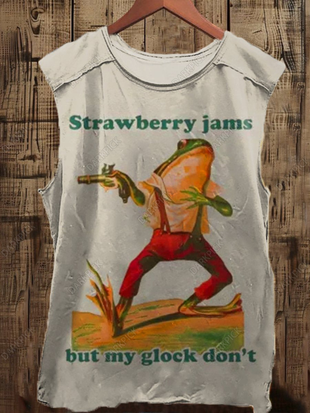 Strawberry Jams But My Glock Don't Frog Print Unisex Classic Tank Top