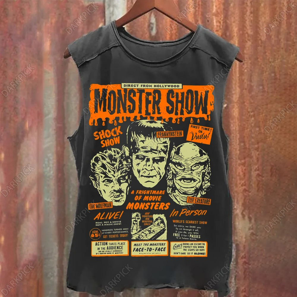Unisex Vintage Washed Horror Shock Show Tank Top