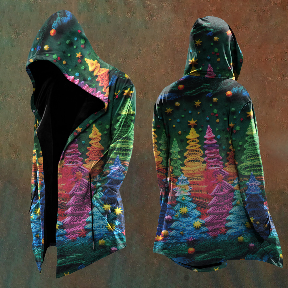 Men's Vintage Christmas Trees Art Hooded Jacket