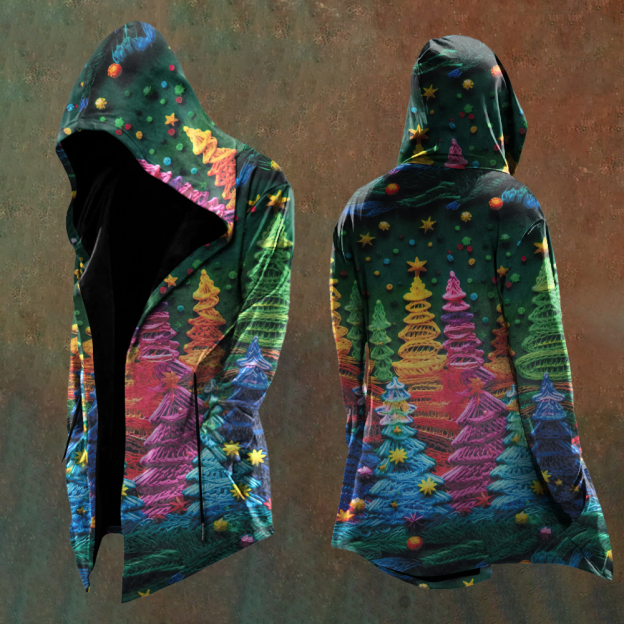 Men's Vintage Christmas Trees Art Hooded Jacket