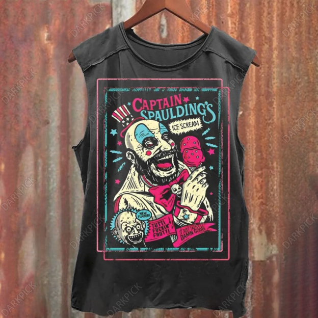 Unisex Vintage Rob Zombie Captain Spaulding Scary Clown What's The Matter Kio Print Casual Tank Top