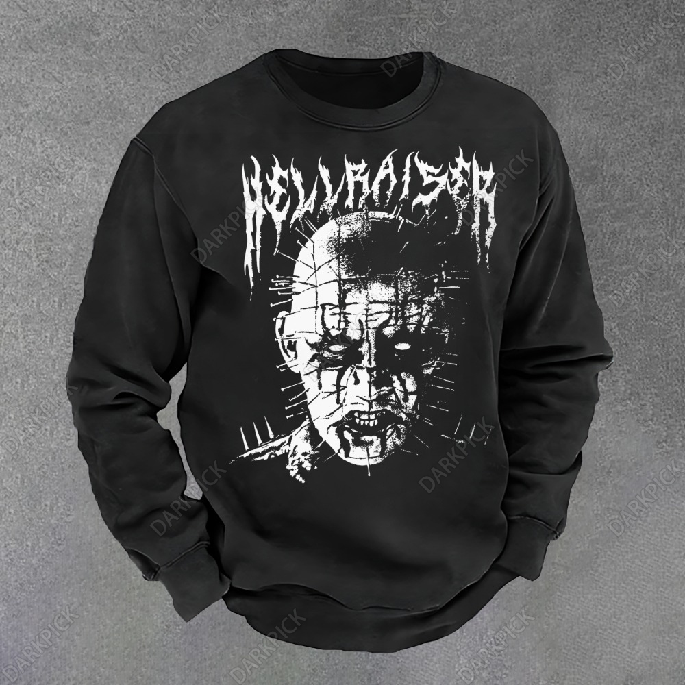Black Metal Pinhead Print Unisex Classic 100% Cotton Sweatshirt