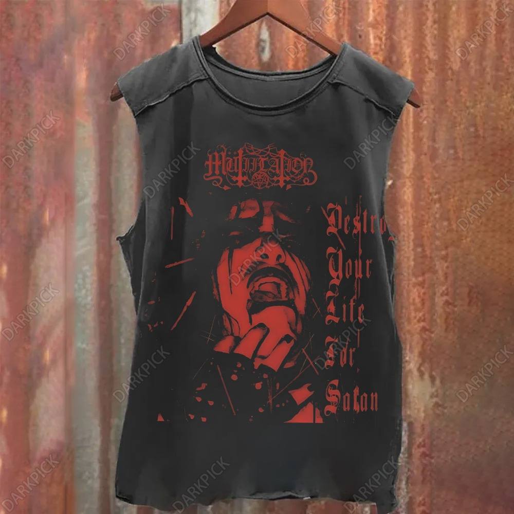 Unisex Vintage MUTIILATION Destroy Your Life For Satan Tank Top