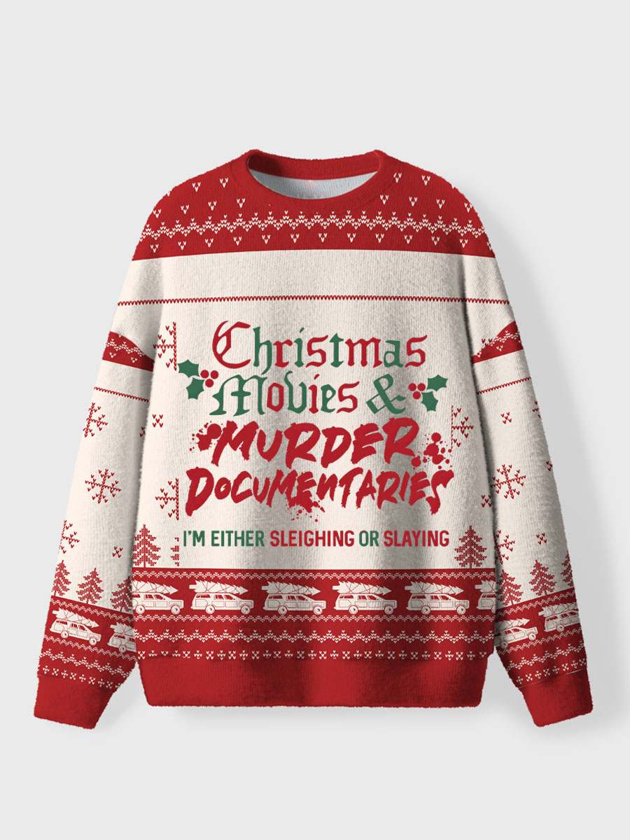 Vintage Christmas And Murder Ugly Sweater