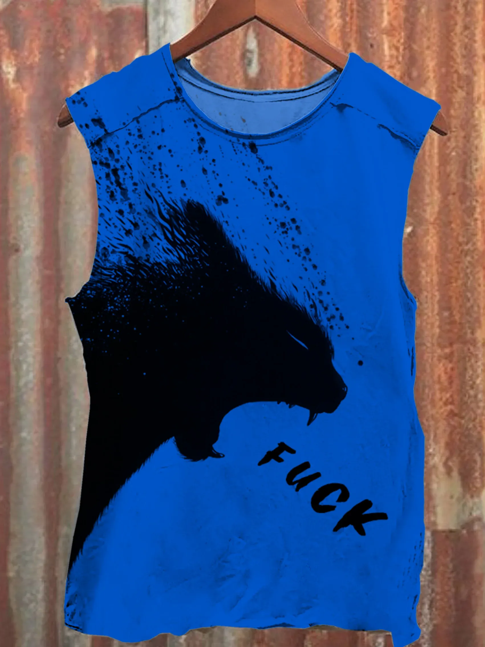 Unisex A Cat Yelling Fuck Print Casual Tank Top