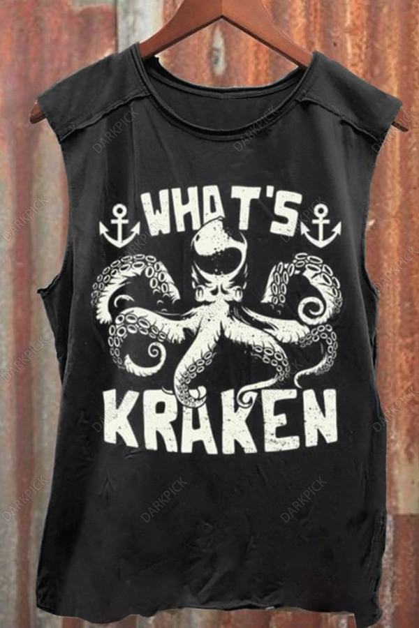 What's Kraken Art Print 100% Cotton Casual Tank Top