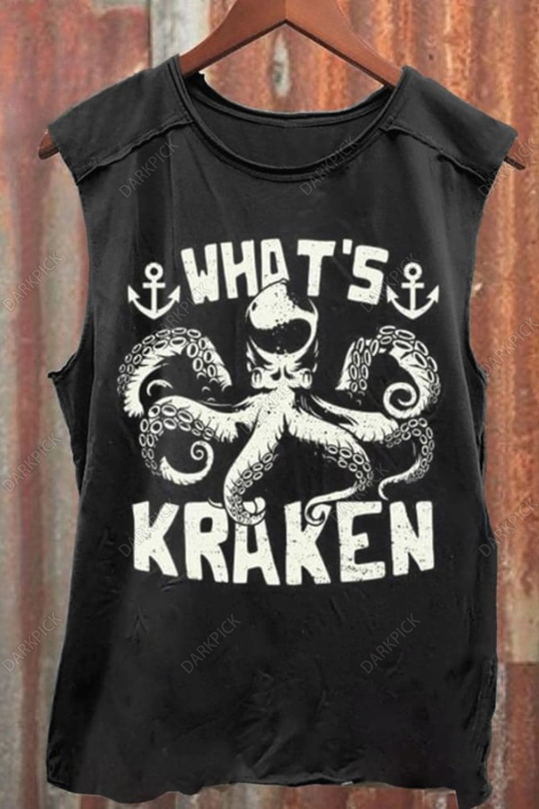 What's Kraken Art Print 100% Cotton Casual Tank Top