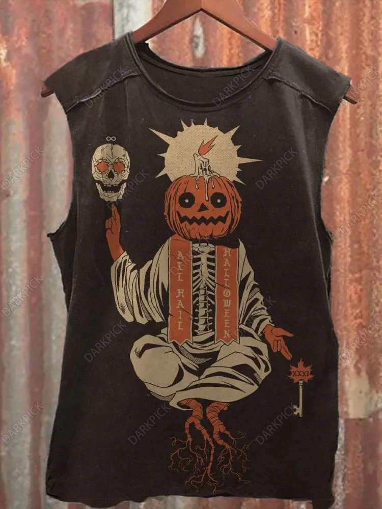 Vintage Pumpkin Halloween Print Unisex Classic Tank Top