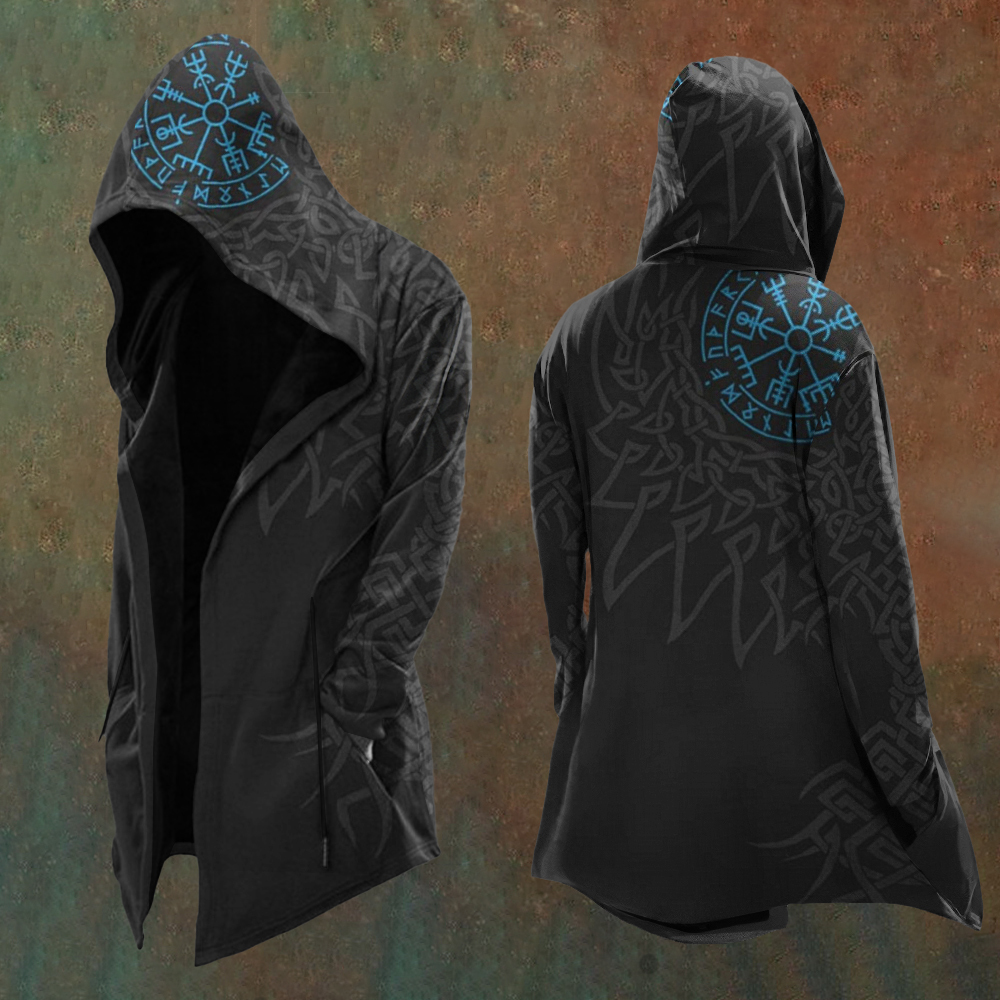 Men'S Vintage Viking Totem Art Hooded Jacket