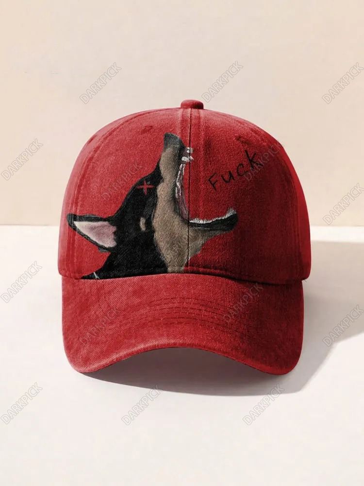 Black Dog Fuck Print Hats