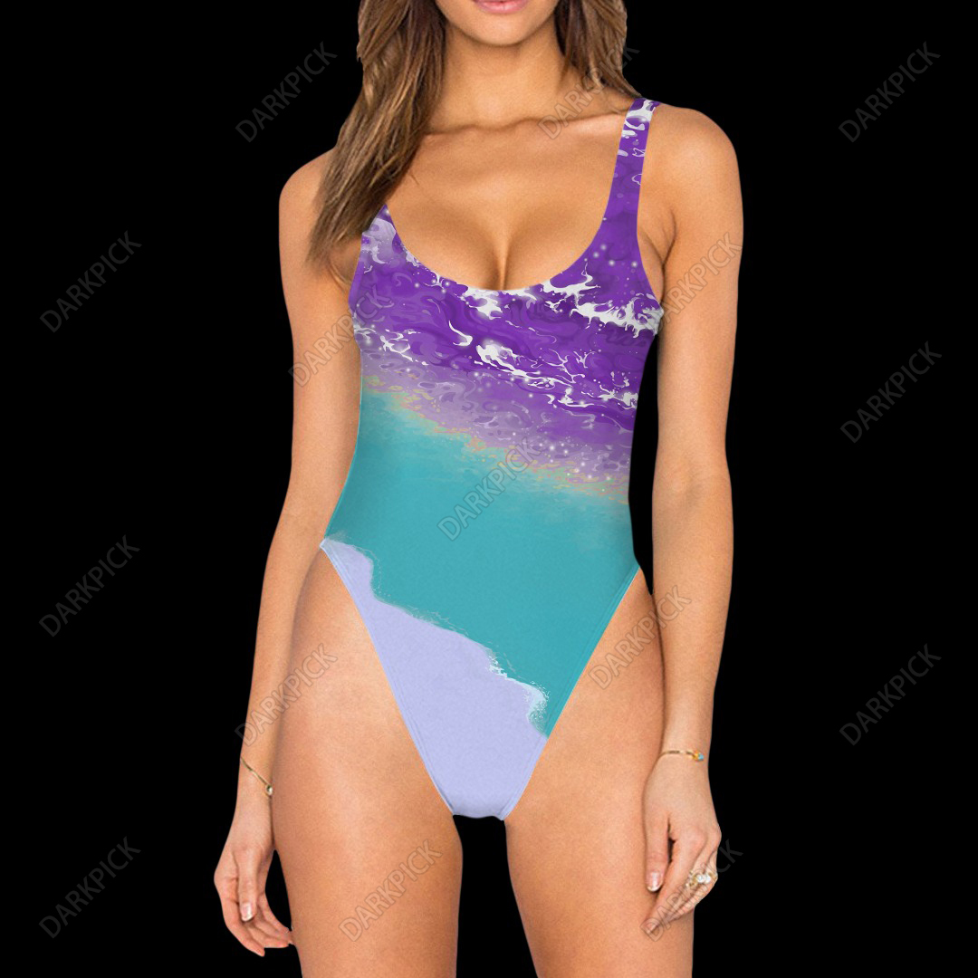 Frequency Modulation High Legged One Piece Swimsuit
