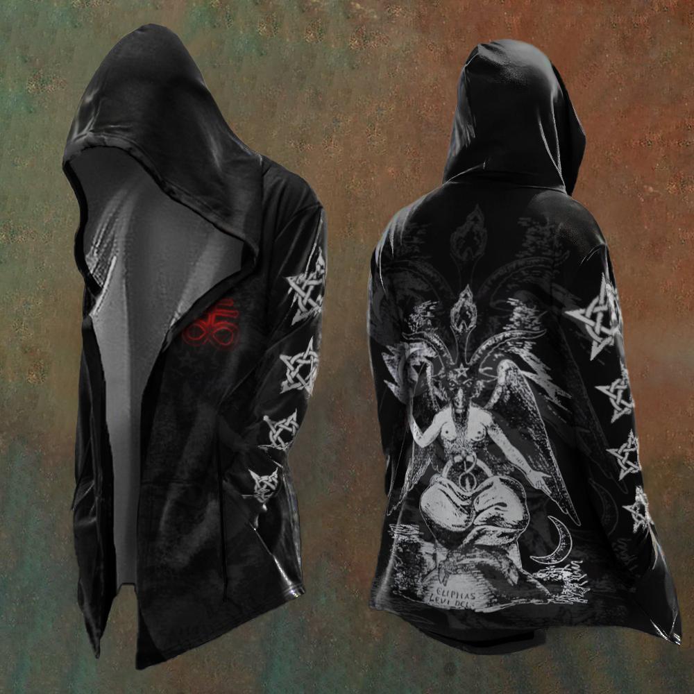 Men's Satanic Pentagram Casual Hooded Jacket