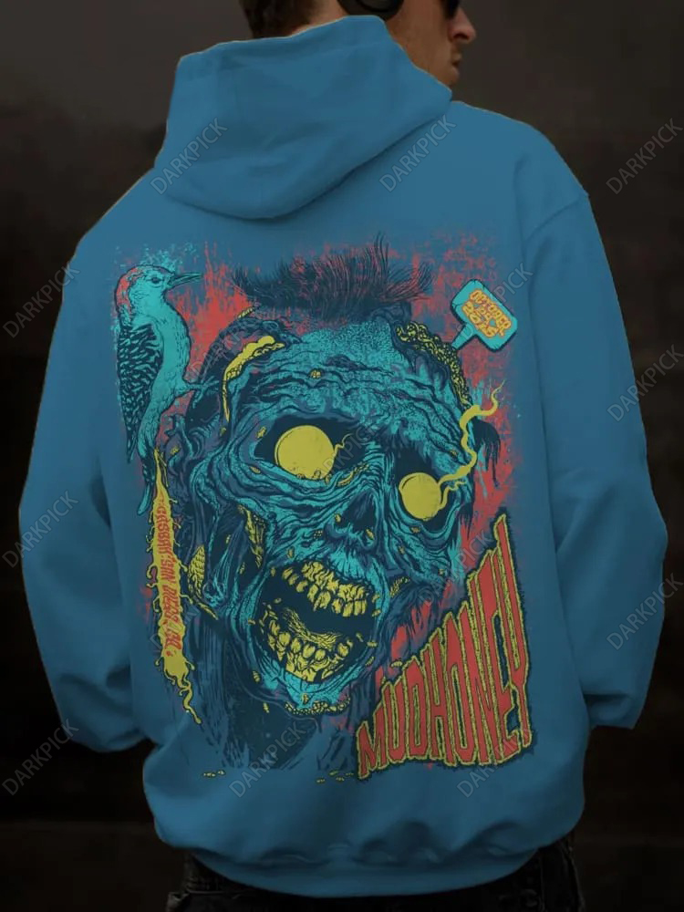 Unisex Blue Rotting Zombies Printing Casual Hoodie Sweatshirt