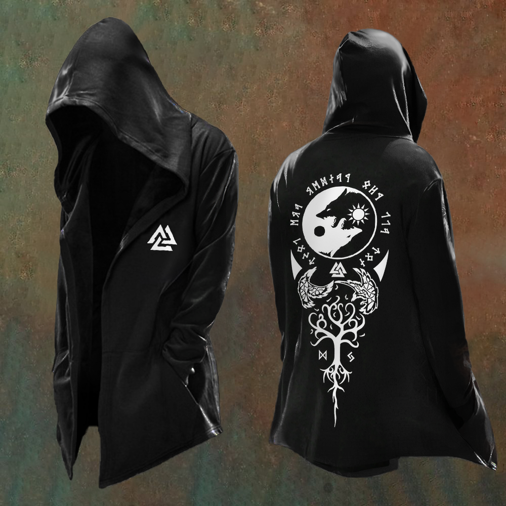 Men's "Not All Who Wander Are Lost" Artistic Totem Print Vintage Hooded Jacket