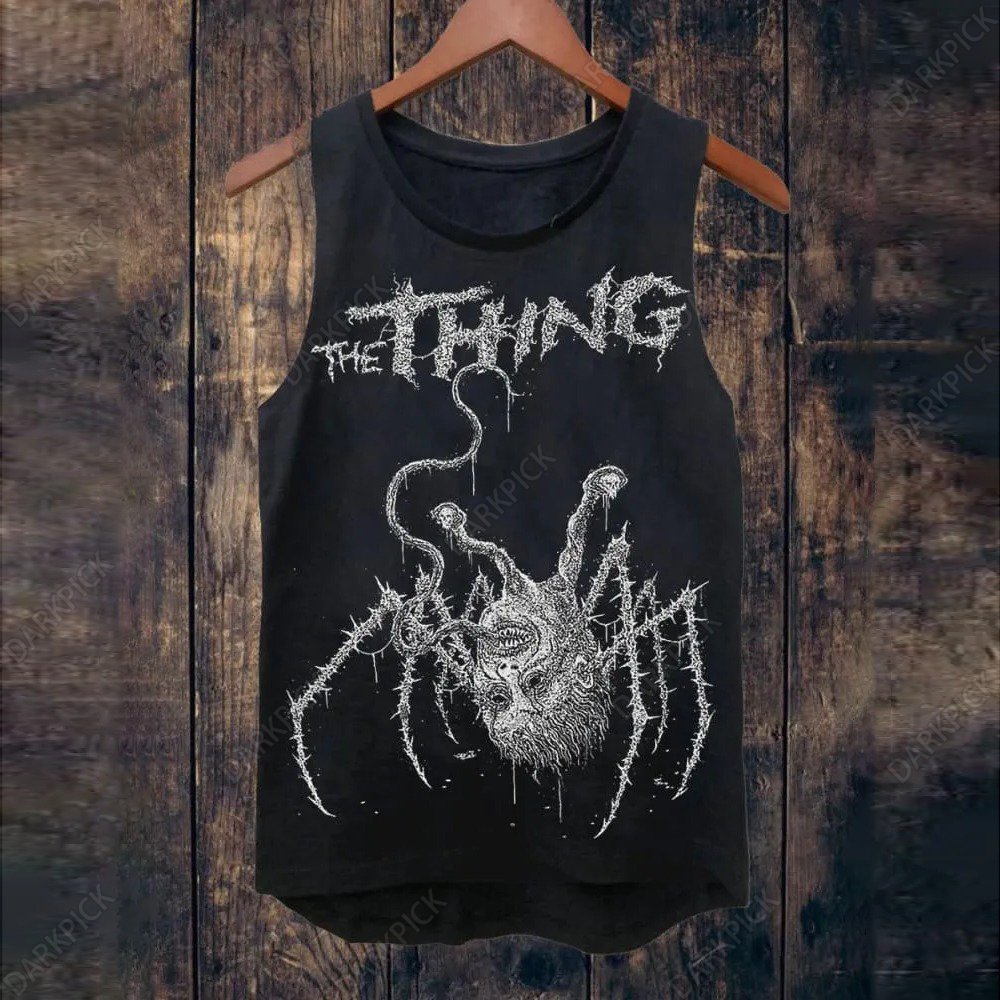 Unisex Horror  The thing  Print 100% cotton Tank Top