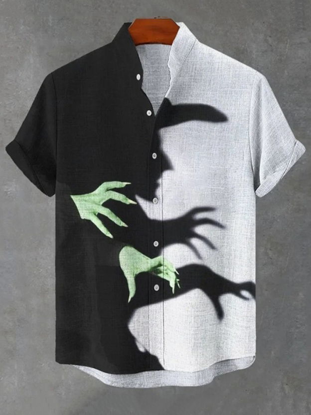 Men'S Halloween Dark Night Mysterious Printed Casual Shirt